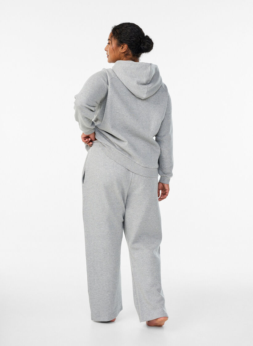 High-waisted sweatpants with brushed inside, Grey, Model image number 1