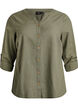 Cotton shirt blouse with V-neck, Green, Packshot image number 0