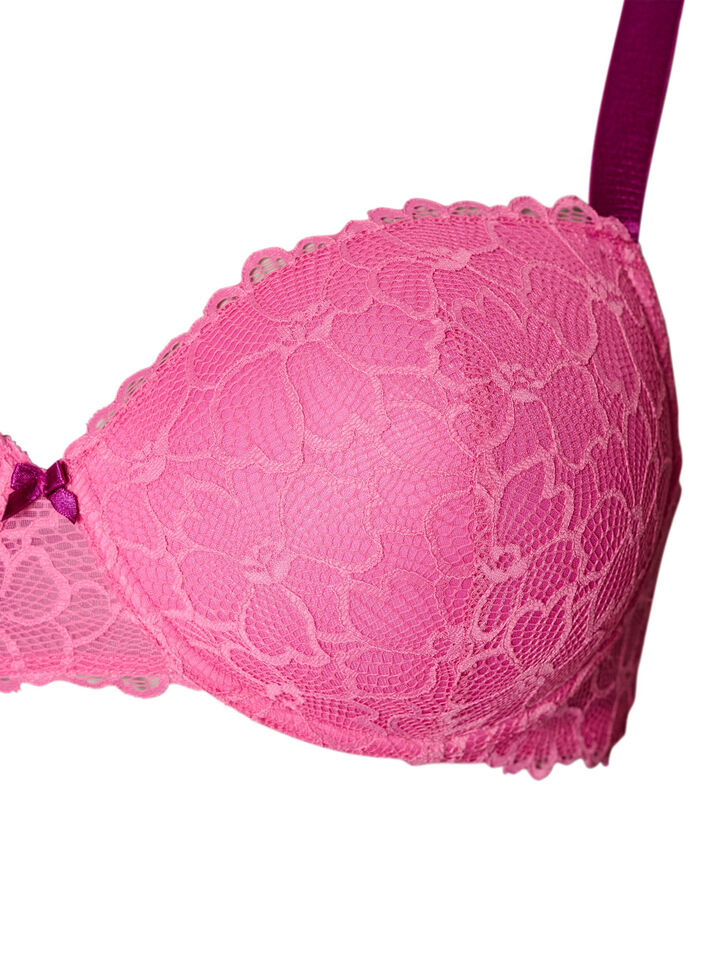 Bra with lace and moulded cups, Pink, Packshot image number 2