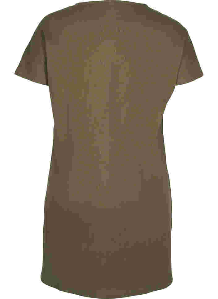 Short-sleeved cotton dress in rib knit, Ivy Green, Packshot image number 1