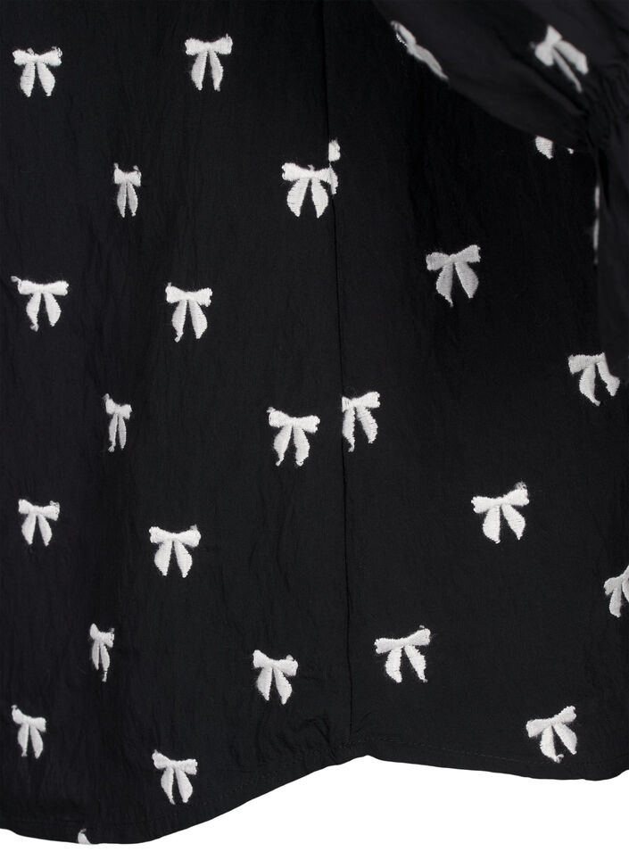 Blouse with bows and 3/4 sleeves, Black White Bow, Packshot image number 4