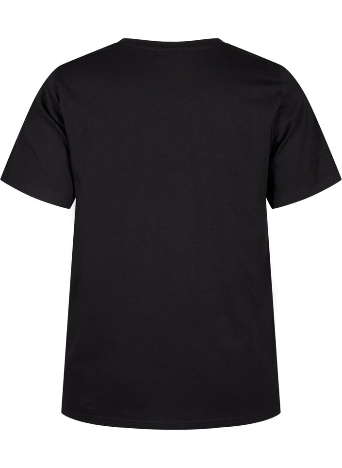 Organic cotton T-shirt with bow detail, Black, Packshot image number 1