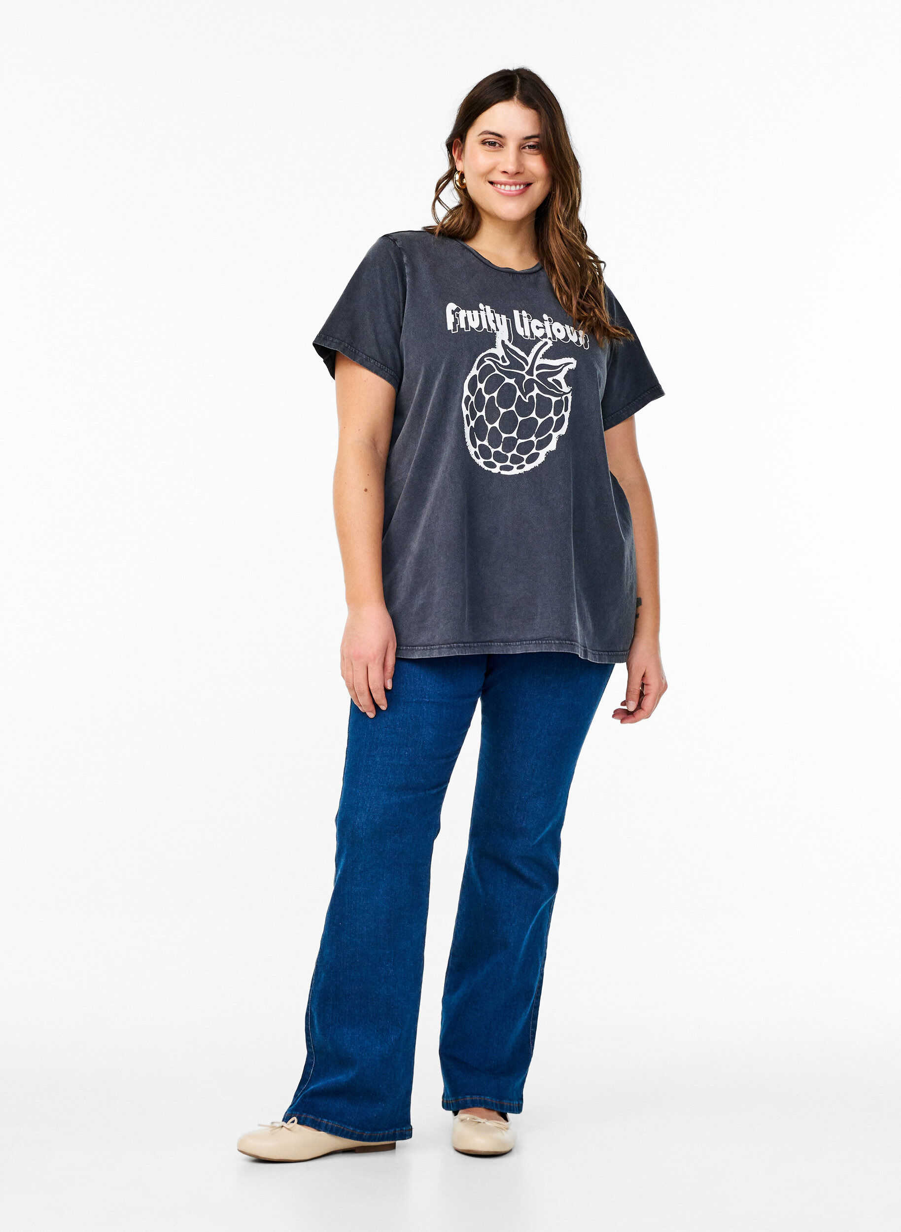 Zizzifashion T-shirt in organic cotton with graphic print, Grey, Model image number 1