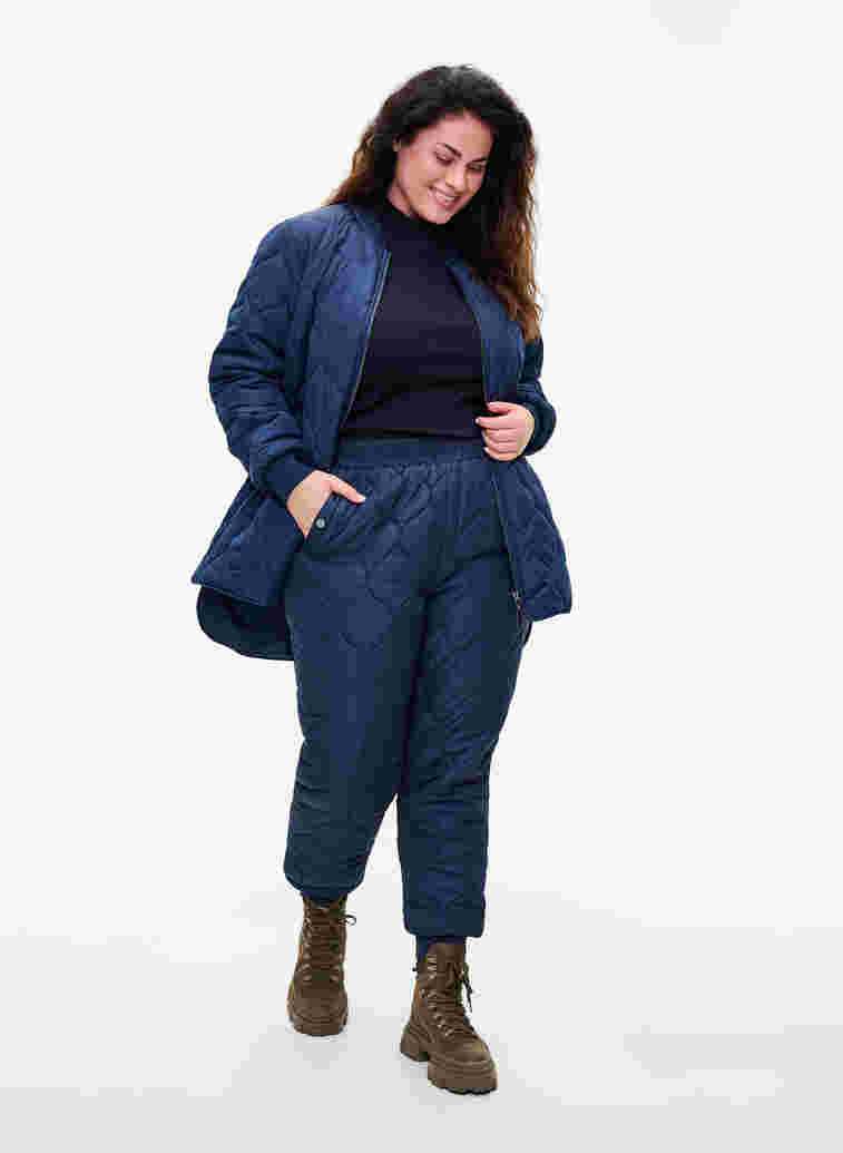 Quilted thermal jacket with zip, Navy Blazer, Model image number 2