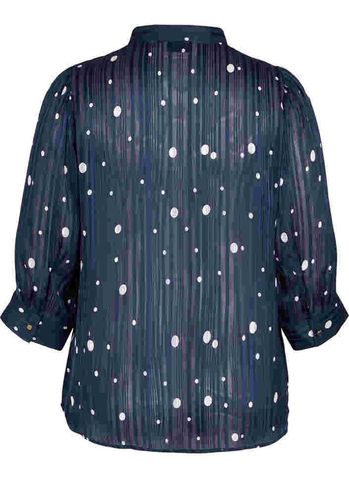 Printed shirt with 3/4 sleeves, Navy Blazer Dot, Packshot image number 1