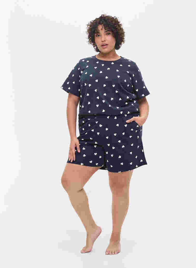 Pyjama shorts in cotton, Navy Blazer AOP, Model image number 2