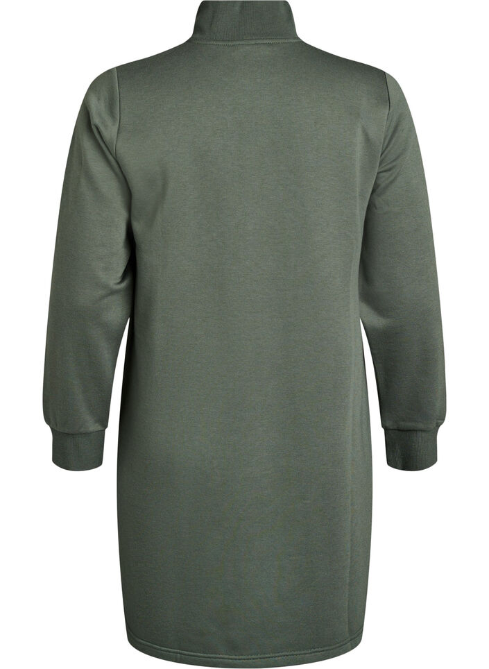 Short sweat dress with high neck, Green, Packshot image number 1