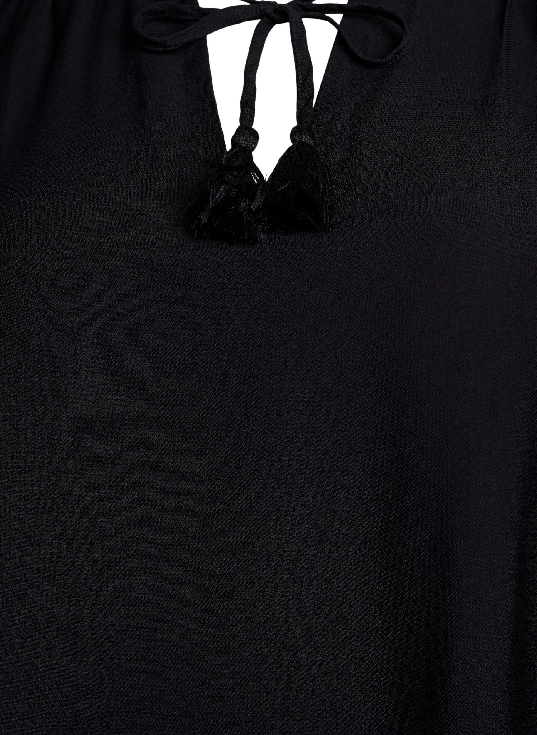 Zizzifashion Short A-line dress with ruffles, Black, Packshot image number 2