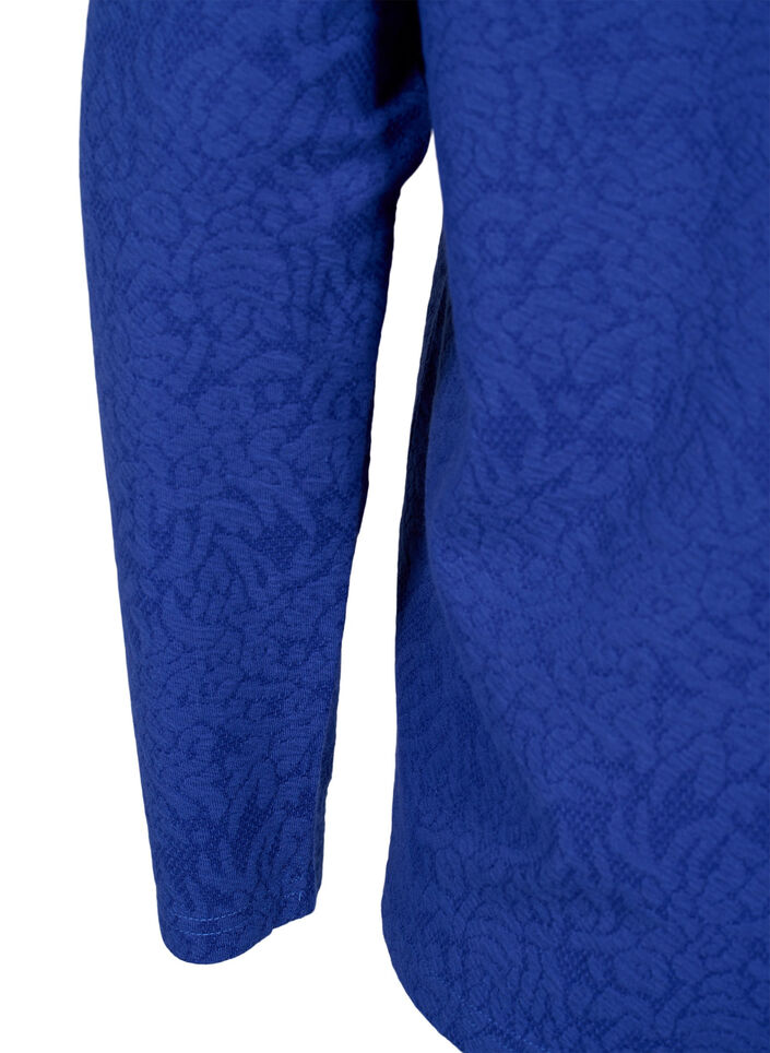 Long-sleeved blouse with texture, Blue, Packshot image number 3