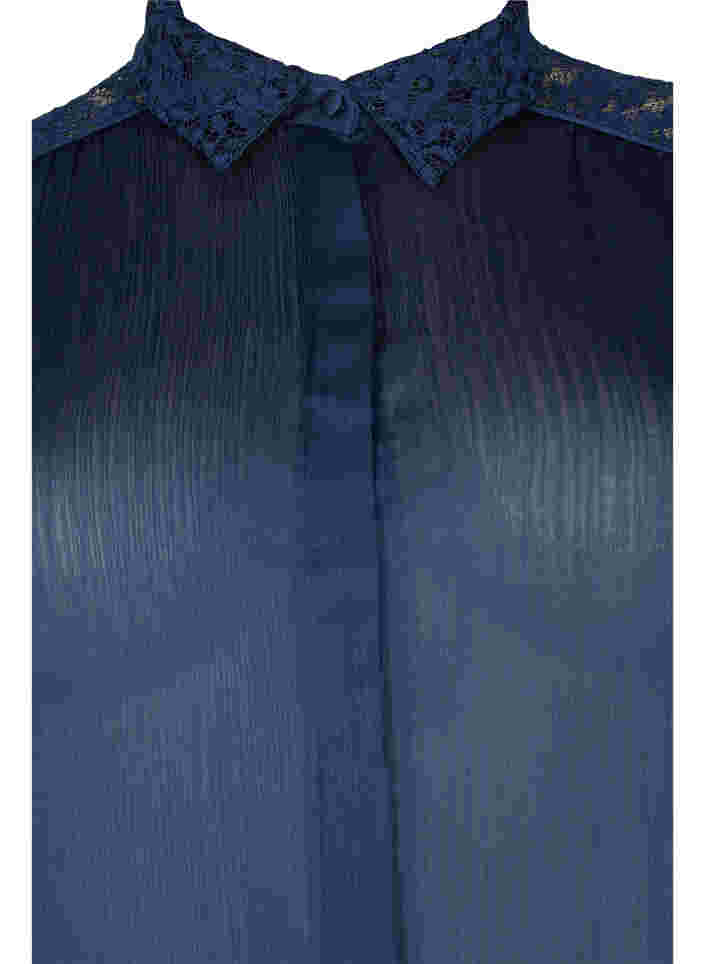 Long shirt with lace details, Evening Blue, Packshot image number 2