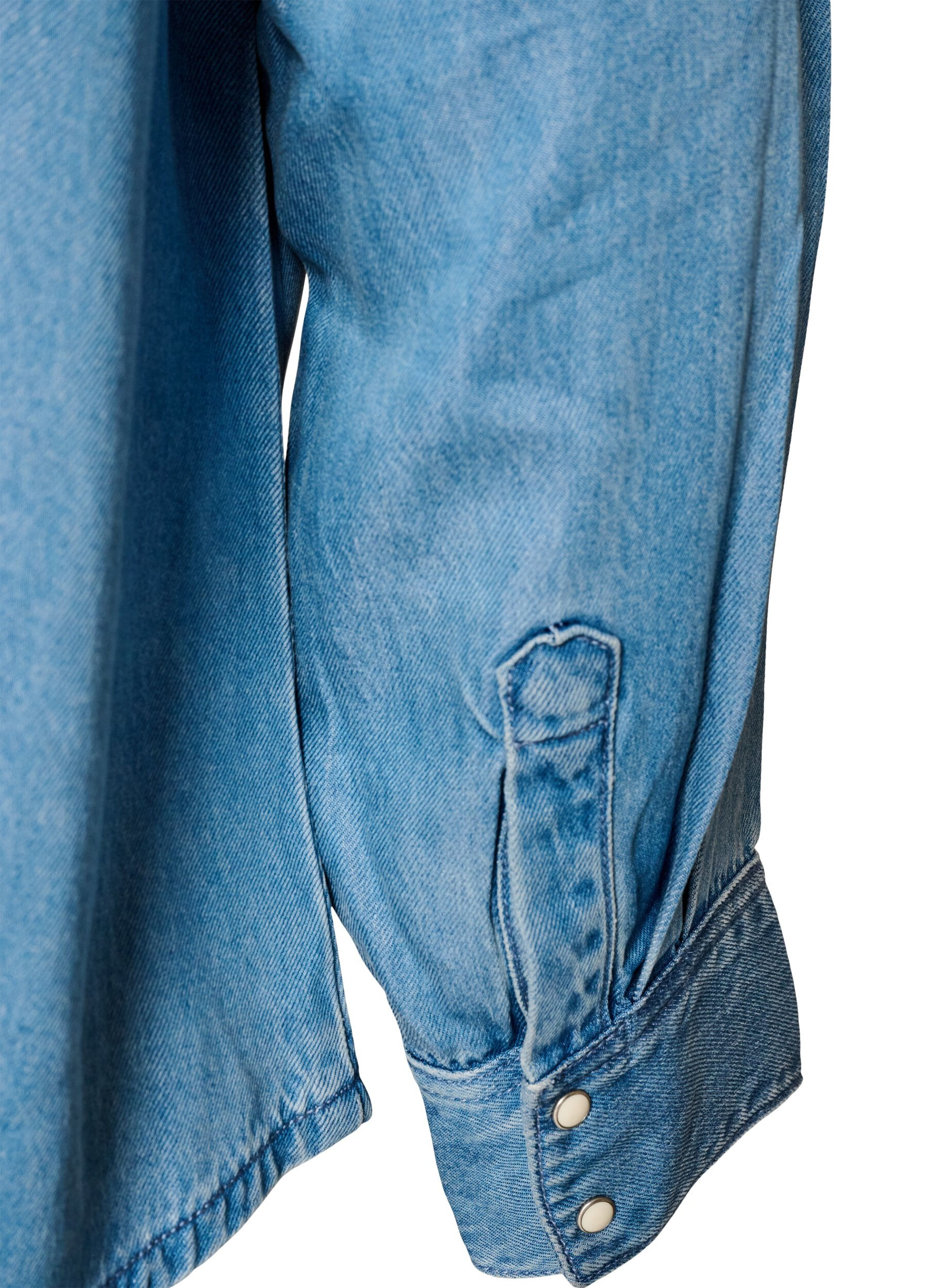 ZizzifashionDenim shirt in lyocell with press studs, Light Blue, Packshot image number 3