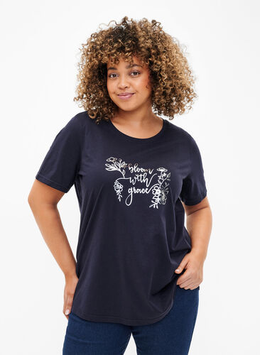 FLASH - T-shirt with motif, Navy Blazer Bloom, Model image number 0