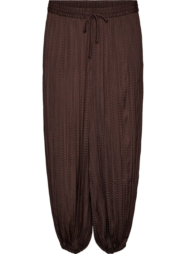 Balloon trousers with texture and an elasticated waist, Brown, Packshot image number 0