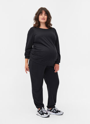 Maternity sweater with ribbed edges, Black, Model image number 3