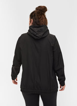 Hooded sports jacket with zip, Black, Model image number 1