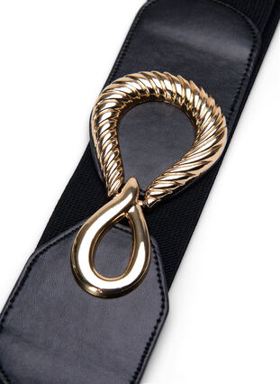 Stretchy waist belt with gold-colored buckle, Black, Packshot image number 2
