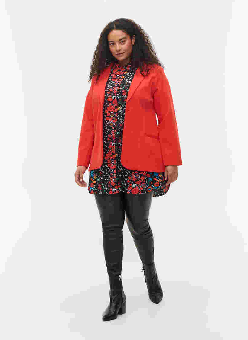 Simple blazer with button, Flame Scarlet, Model image number 2