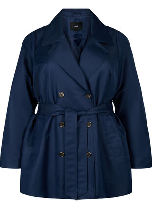 Short trench coat with belt, Navy Blazer, Packshot image number 0
