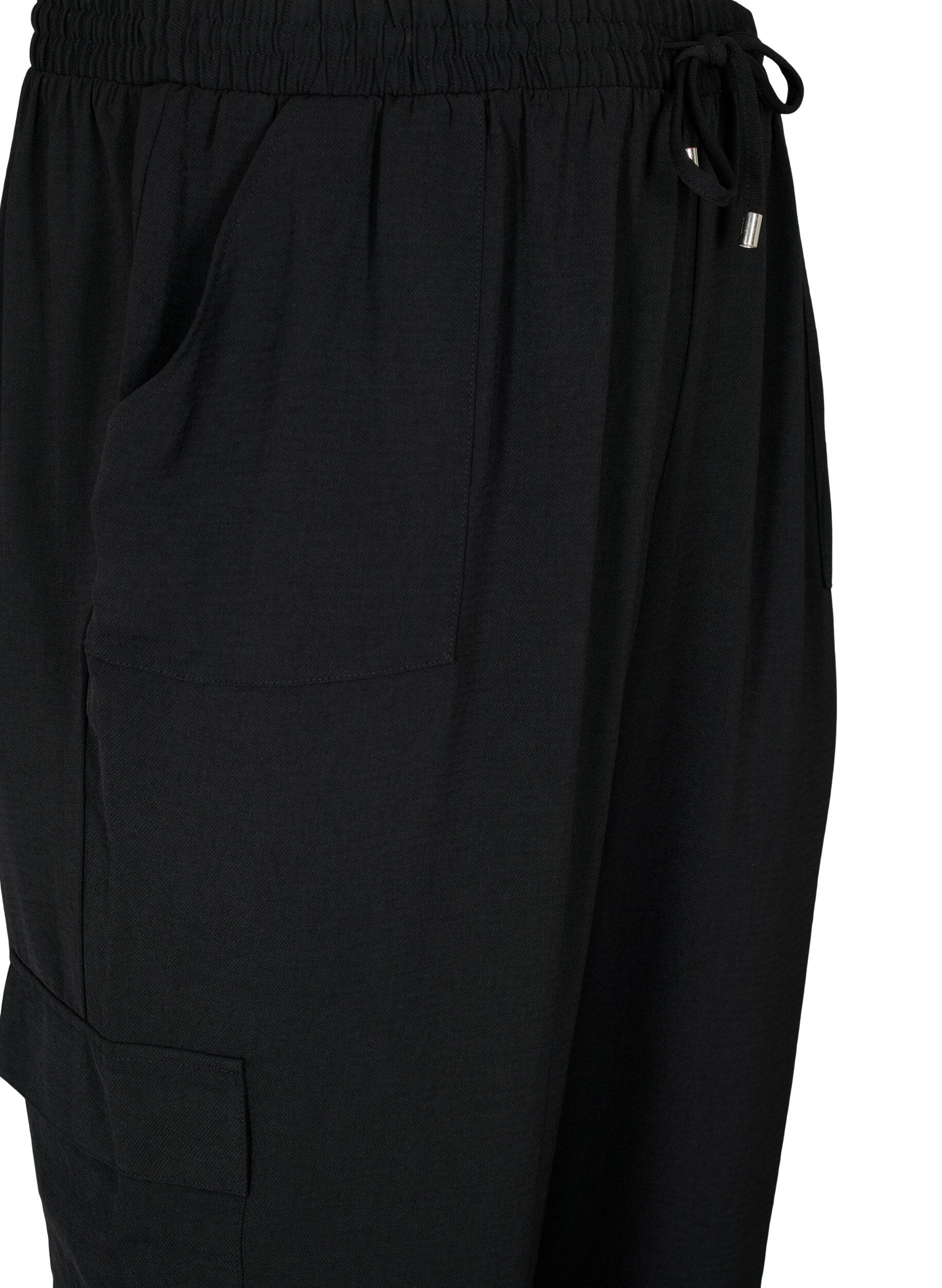 Zizzifashion Solid coloured trousers with large pockets, Black, Packshot image number 2