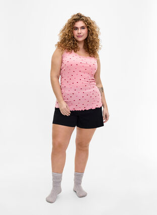 Top with print and lace edge, Tickled P. Heart AOP, Model image number 2