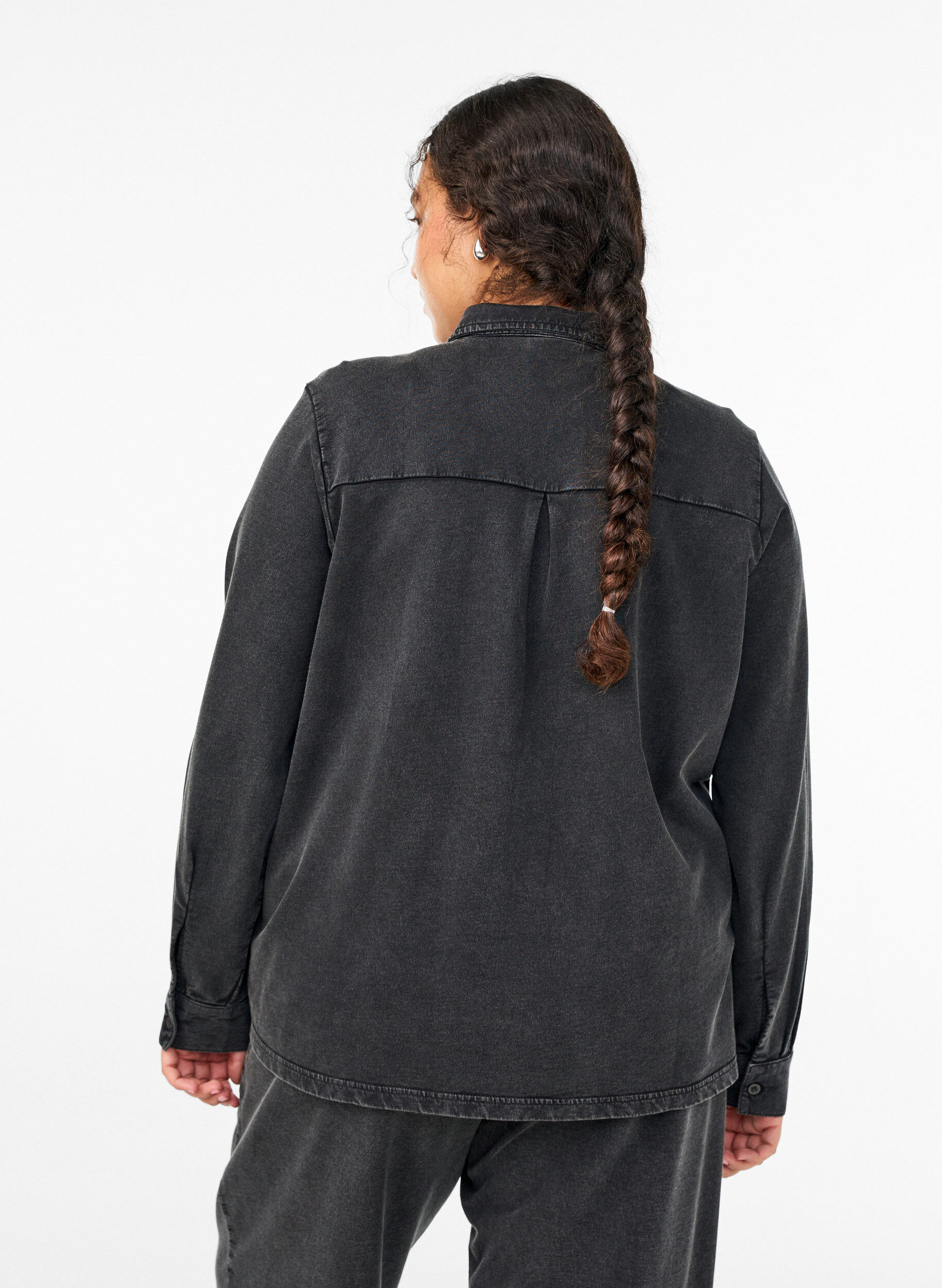 Zizzifashion Shirt in sweat fabric with a washed effect, Dark Grey, Model image number 2