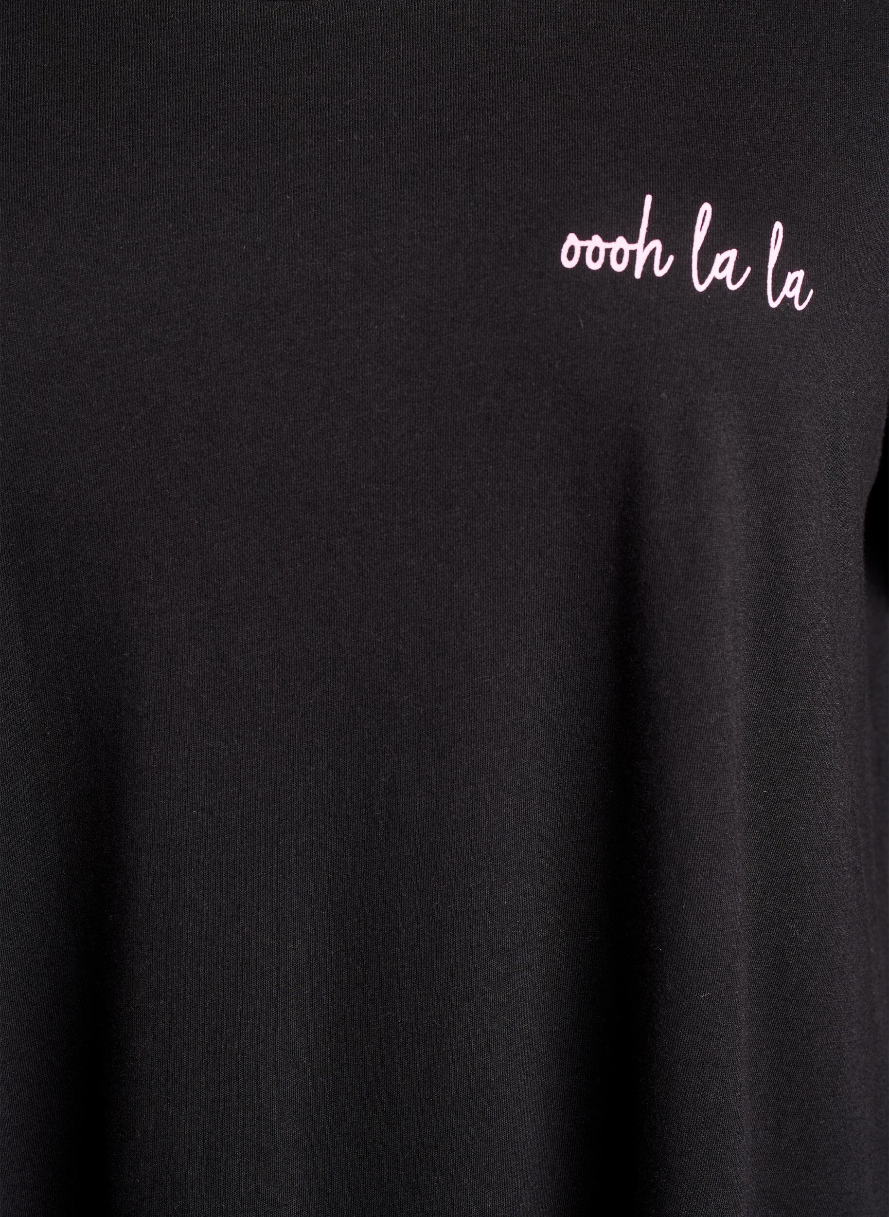 ZizzifashionLong-sleeved nightgown in organic cotton, Black, Packshot image number 2