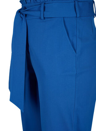 High-waisted trousers with ruffles and tie string, Blue Quartz, Packshot image number 2