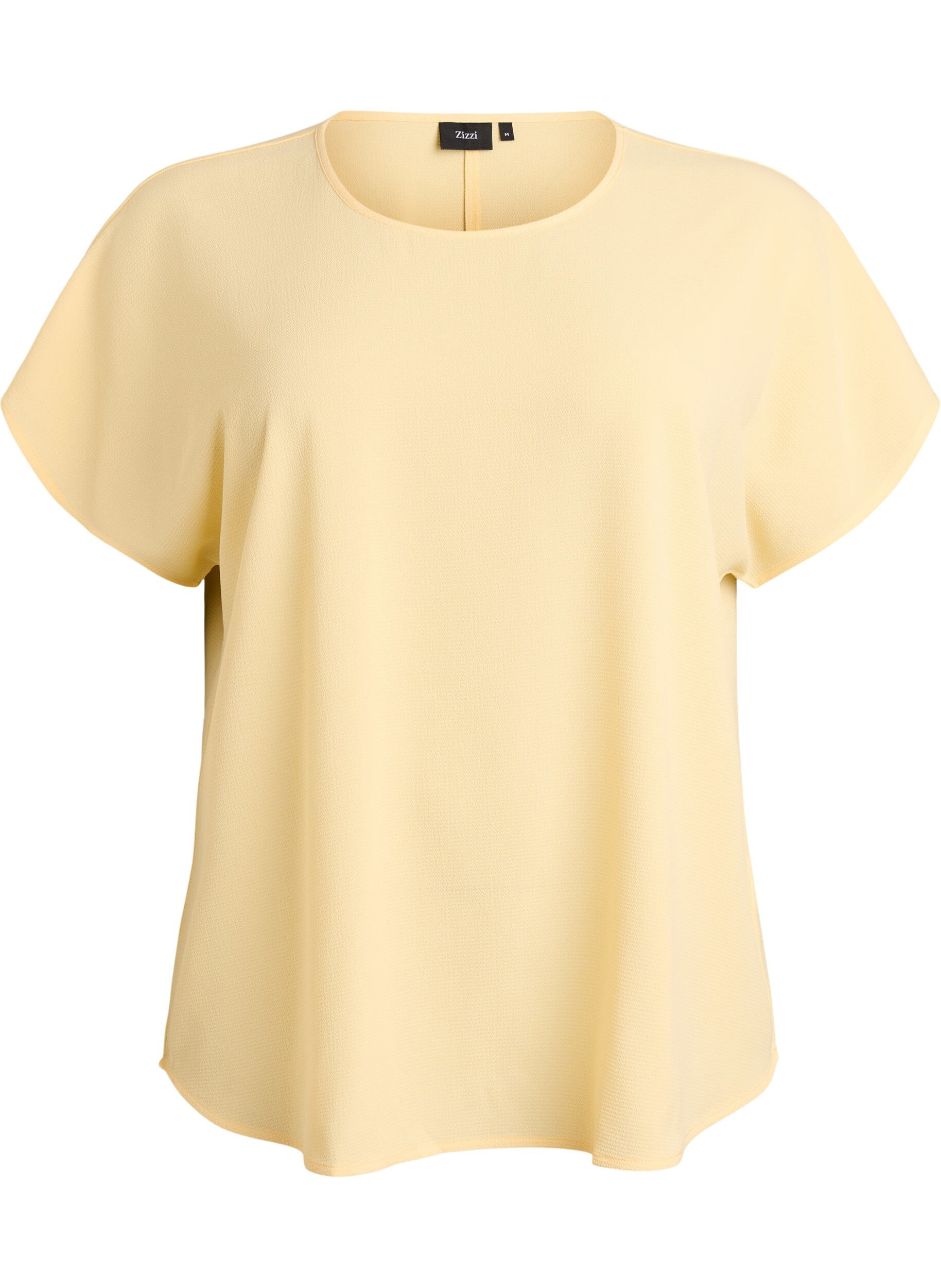Zizzifashion Blouse with short sleeves and a round neckline, Yellow, Packshot image number 0