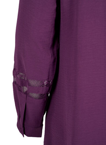 Long shirt with lace details, Deep Purple, Packshot image number 3
