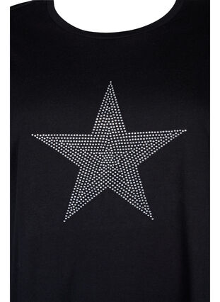 T-shirt in organic cotton with studs , Black Star , Packshot image number 2