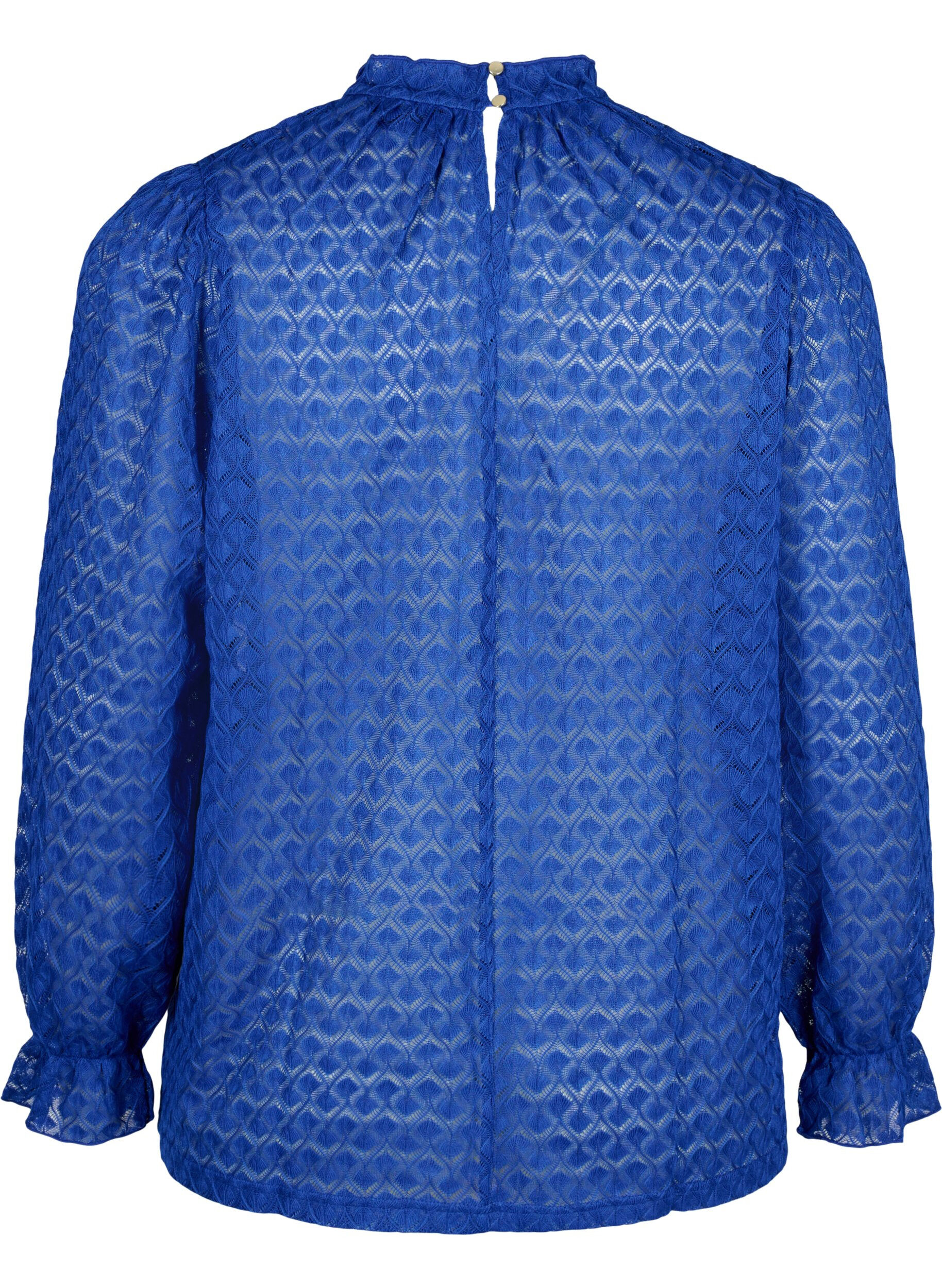 Zizzifashion Long-sleeved blouse with patterned texture, Deep Ultramarine, Packshot image number 1