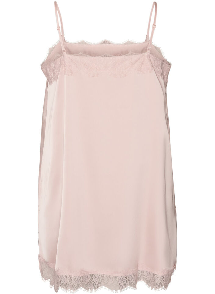 Long satin top with lace edges, 9990, Packshot image number 1
