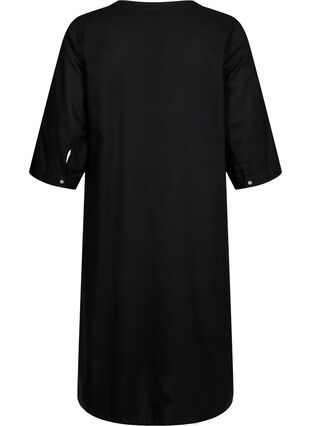 Long shirt dress with 3/4 sleeves, Black, Packshot image number 1