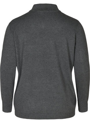 High neck knitted blouse made from a viscose mix, Dark Grey Melange, Packshot image number 1