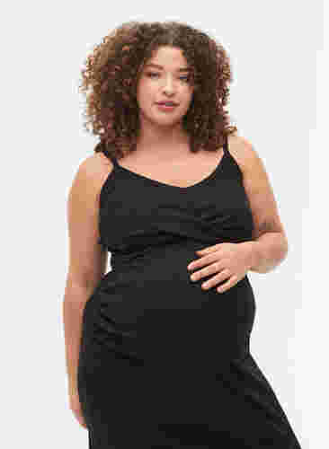 Pregnancy dress in rib, Black, Model image number 2