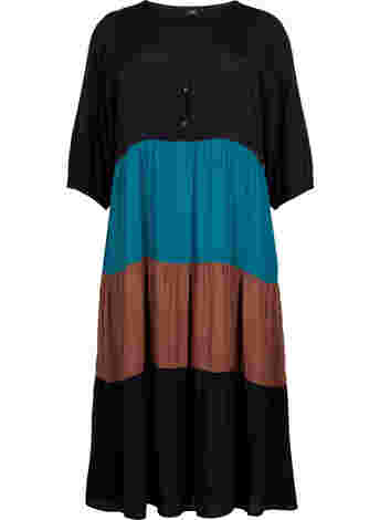 Viscose dress with colorblock pattern