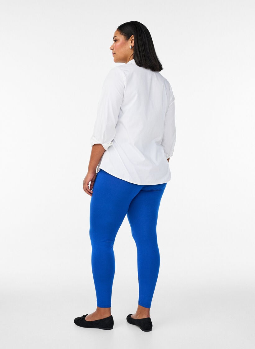 Basic viscose leggings, Blue, Model image number 2
