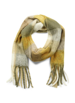 Coloured scarf with fringes, Brown, Packshot image number 0