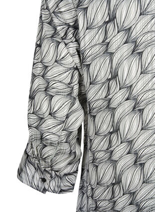 Printed blouse with 3/4 sleeves, Black White Leaf, Packshot image number 3