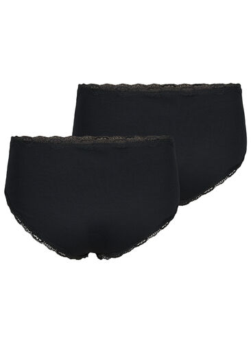 2-pack knickers with lace edge, Black/Black, Packshot image number 1