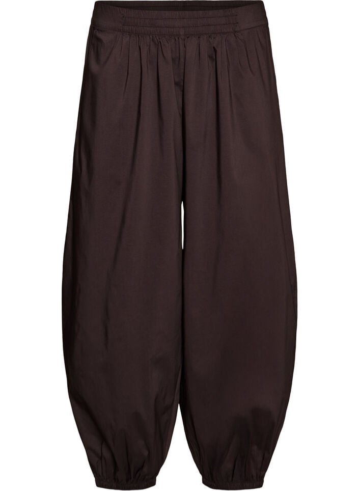Balloon trousers with pockets and an elasticated waistband, Brown, Packshot image number 0