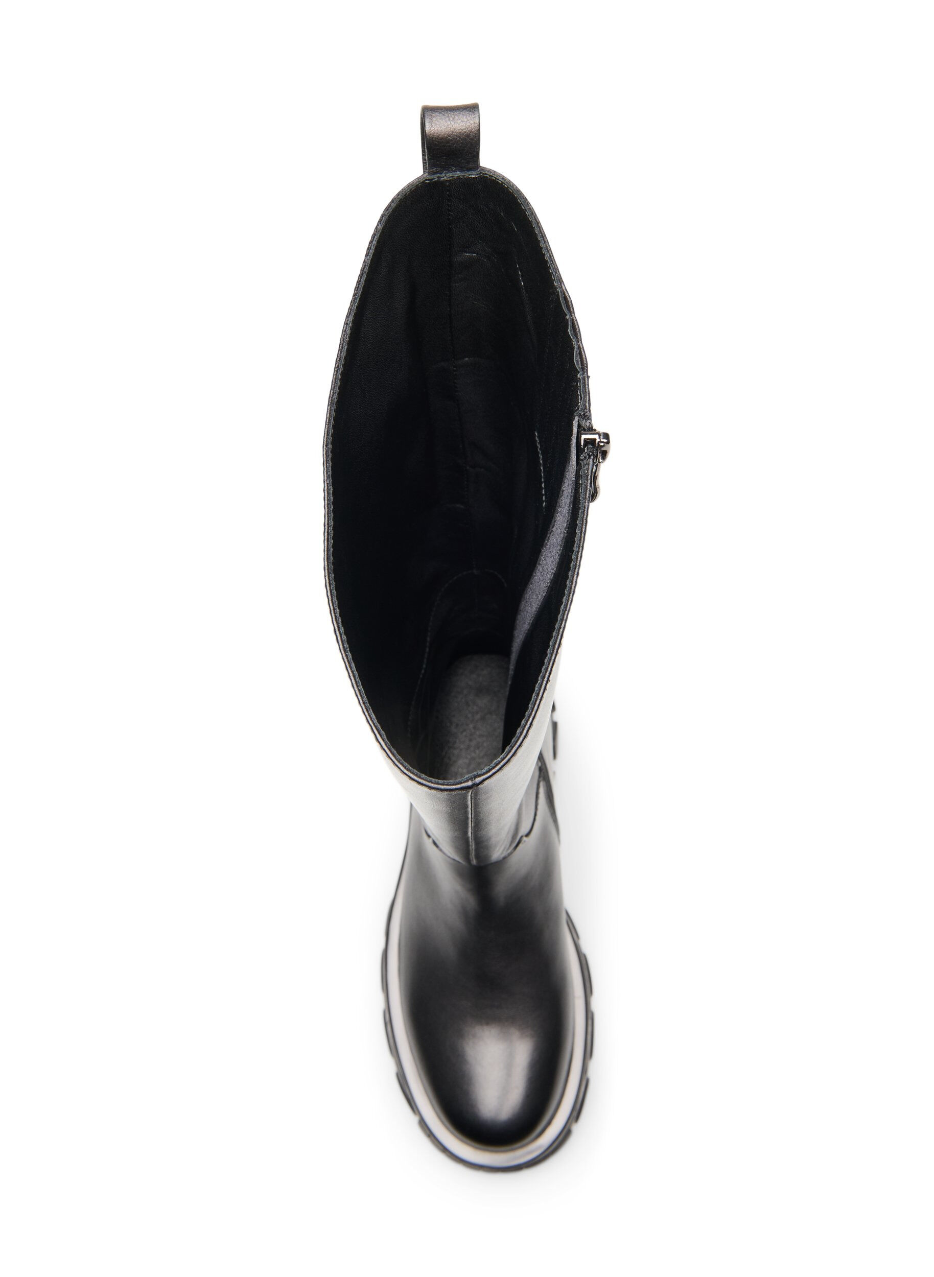 Zizzifashion Wide fit leather boot with zip, Black, Packshot image number 3
