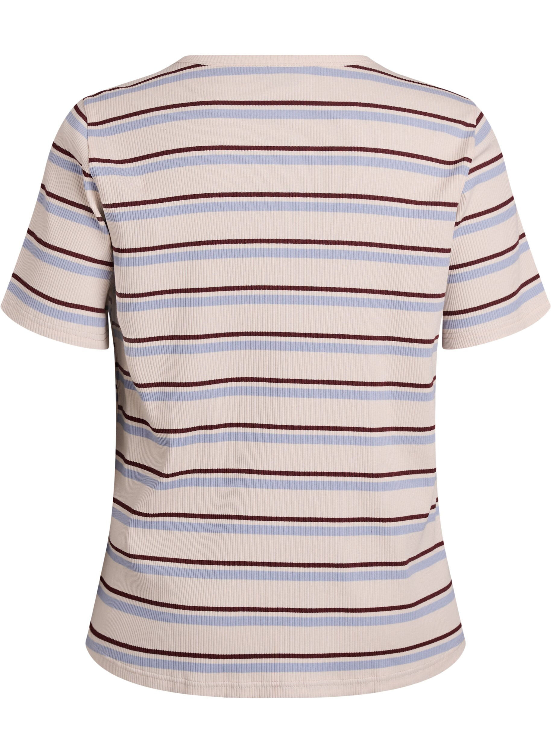 ZizzifashionRib T-shirt with stripes and button detail, Purple, Packshot image number 1