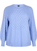 Knitted blouse with lace pattern, Cornflower Blue Mel., Packshot image number 0