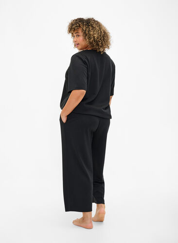 7/8 modal mix pants with pockets, Black, Model image number 1