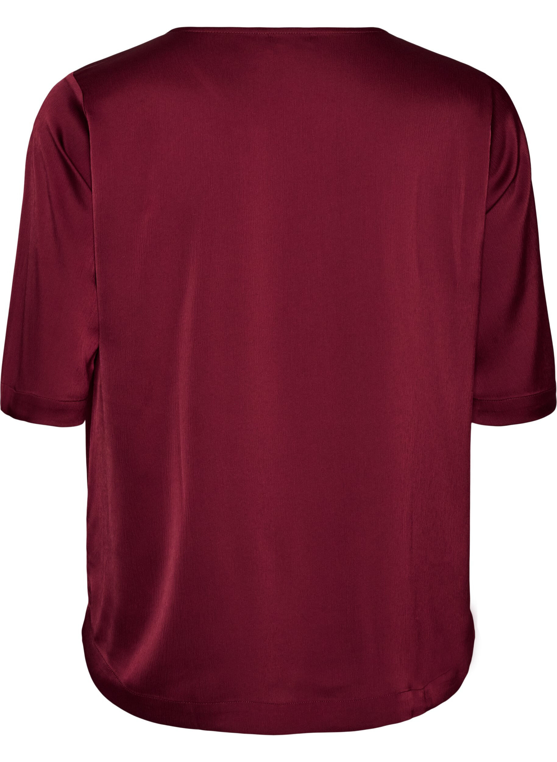 ZizzifashionSatin blouse with elbow-length sleeves, Red, Packshot image number 1