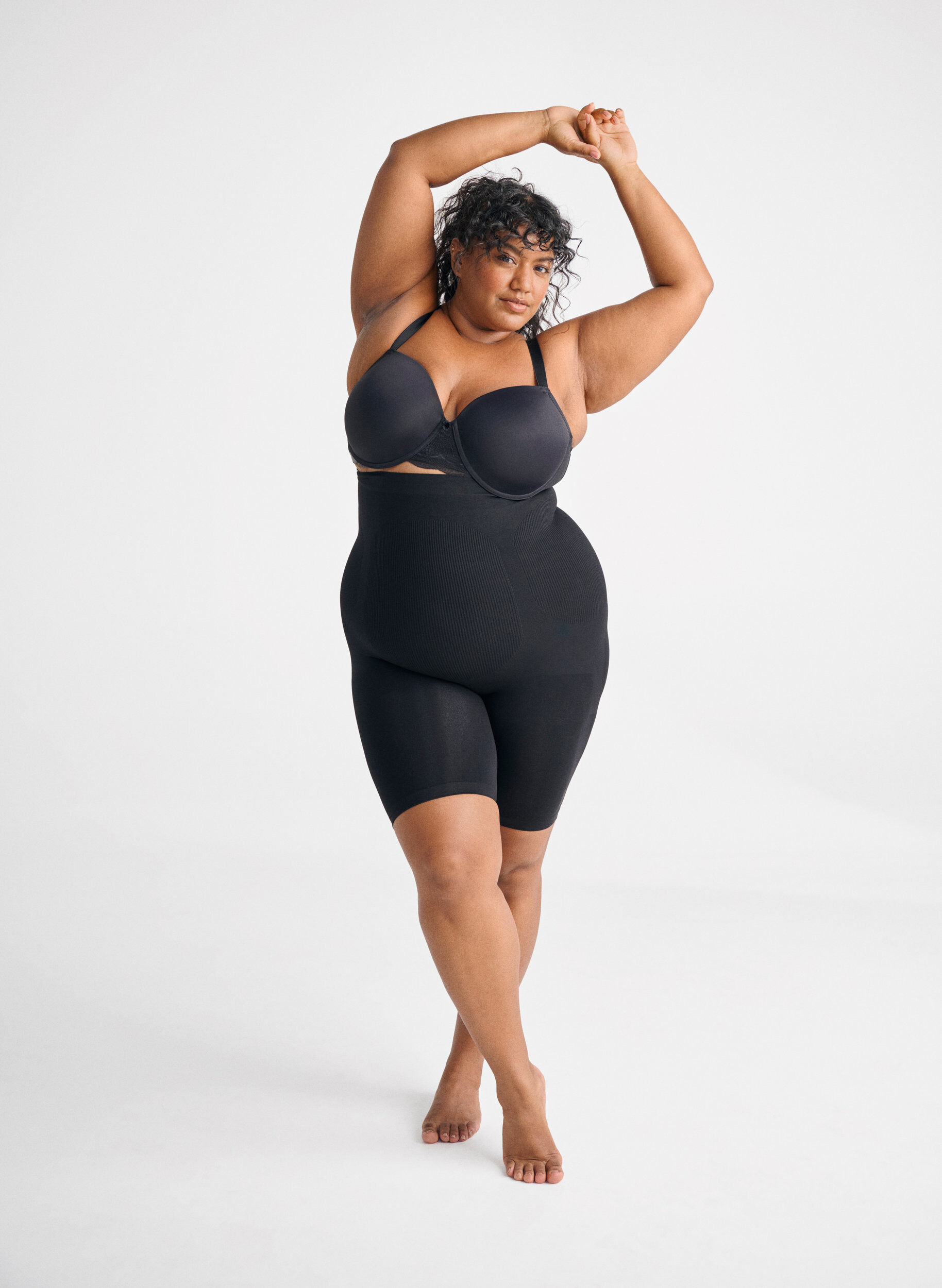 Zizzifashion High waisted shapewear shorts, Black, Image image number 0