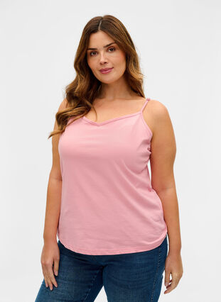 Cotton basic top 2-pack, Blush/Bright White, Model image number 0