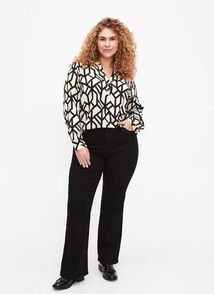 FLASH - Long sleeve blouse with print, Birch Black Graphic, Model image number 2