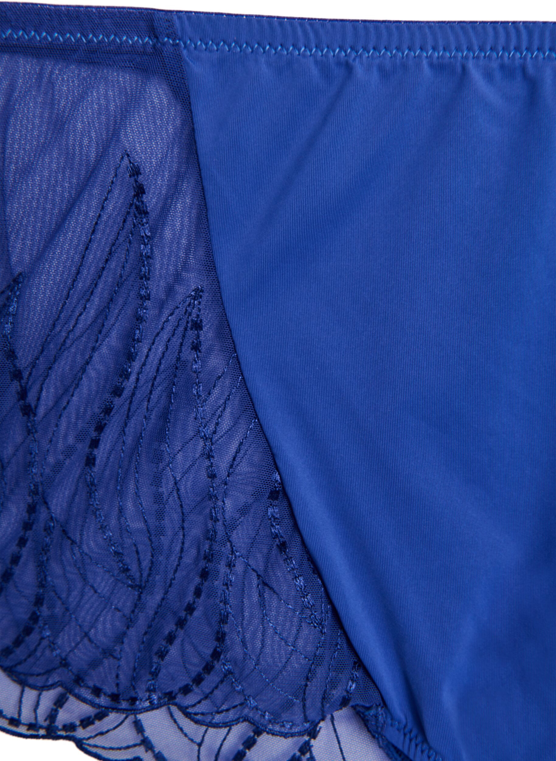 Zizzifashion Microfibre hipster panties with lace at the sides, Blue, Packshot image number 2